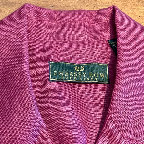 Embassy Row 100% Pure Linen Red Wine Blazer Size 12 S1142-01 - Picture 4 of 8